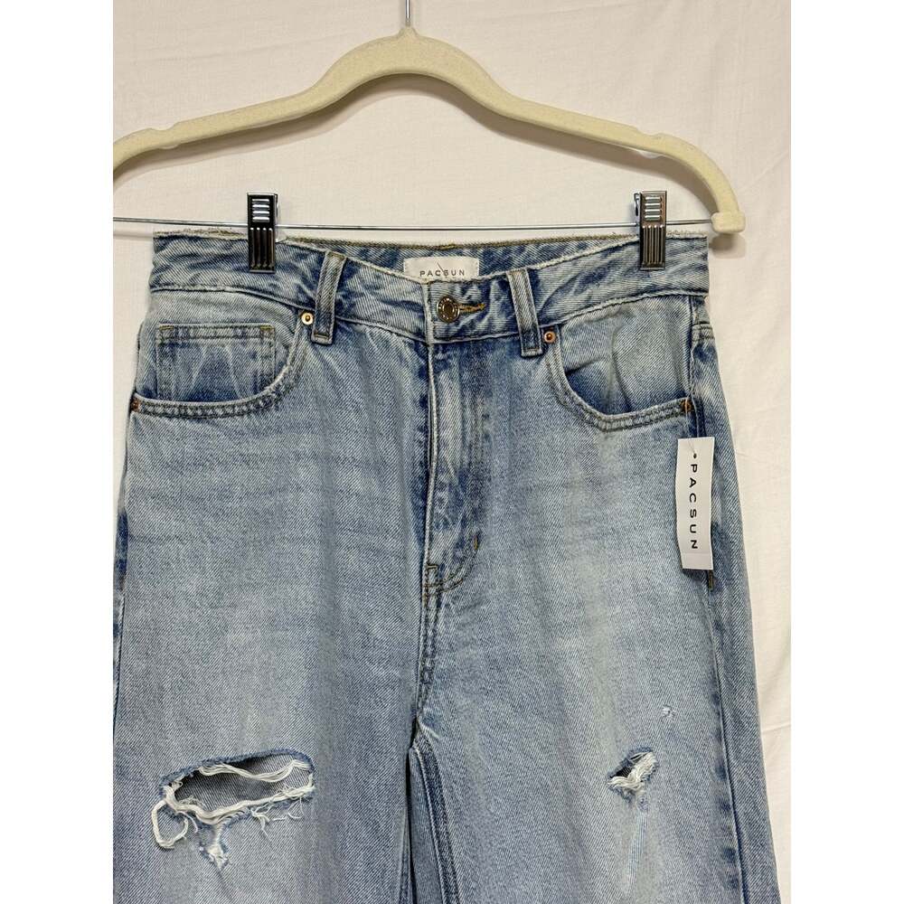 PacSun 90s Boyfriend Jeans NWT Size 26 Light Wash Distressed - Picture 4 of 7